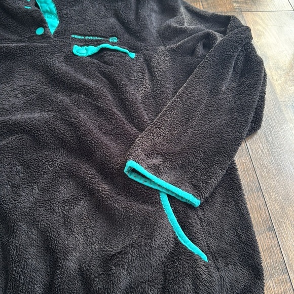 Free Country | Women's Pullover 2XL Black Faux Fur Sherpa Fleece Three button - Picture 2 of 9